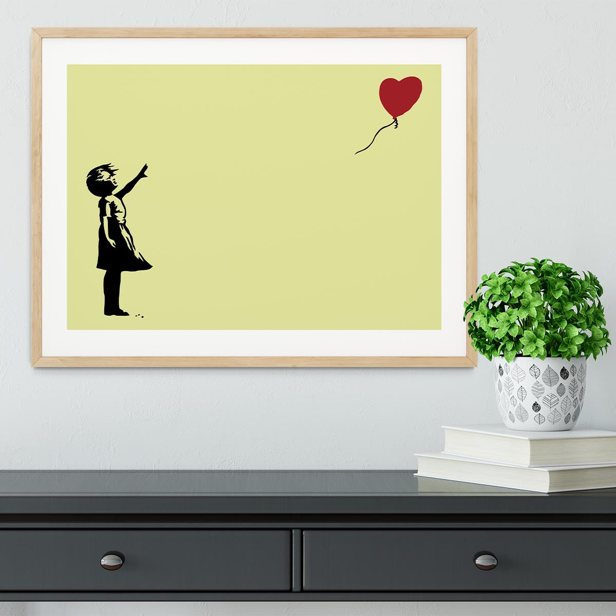 Banksy Balloon Heart Girl Yellow Framed Print - Canvas Art Rocks - 3
