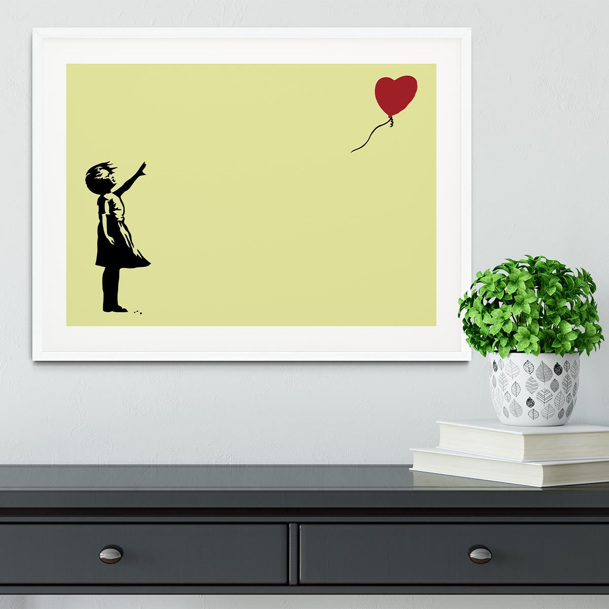 Banksy Balloon Heart Girl Yellow Framed Print - Canvas Art Rocks - 5