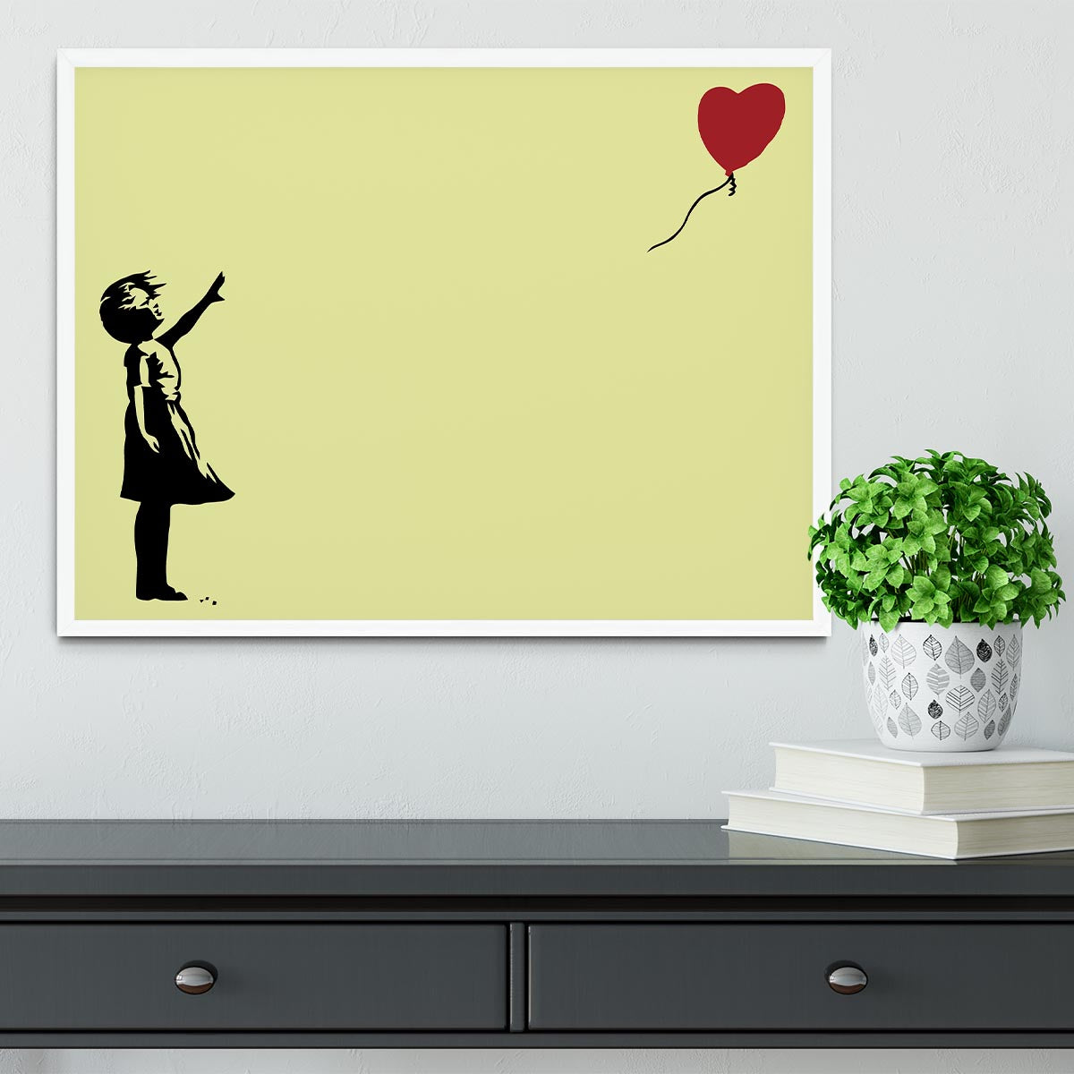 Banksy Balloon Heart Girl Yellow Framed Print - Canvas Art Rocks -6