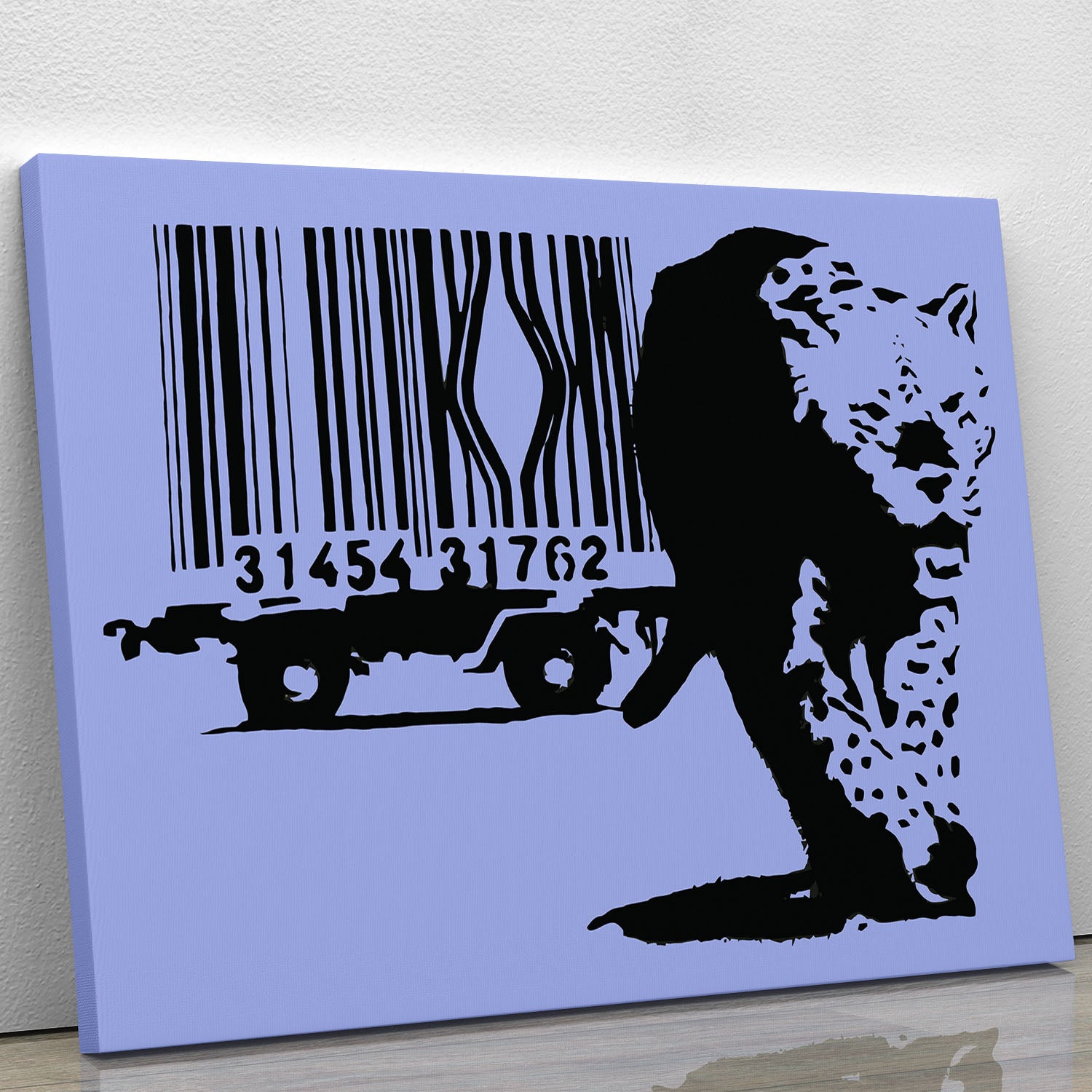 Banksy Barcode Leopard Blue Canvas Print or Poster - Canvas Art Rocks - 1