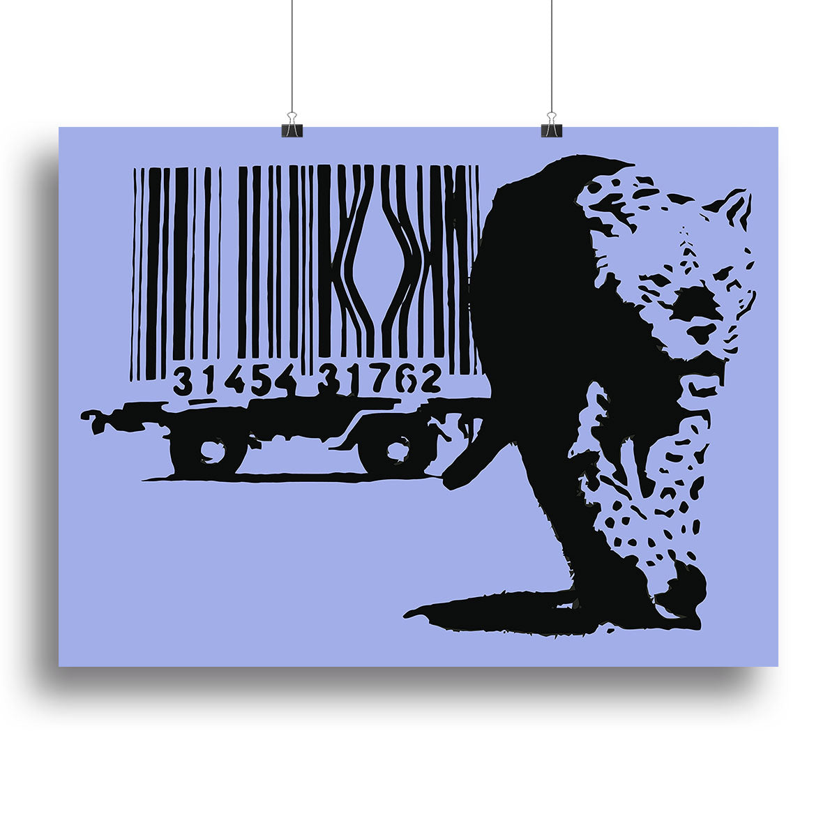 Banksy Barcode Leopard Blue Canvas Print or Poster - Canvas Art Rocks - 2