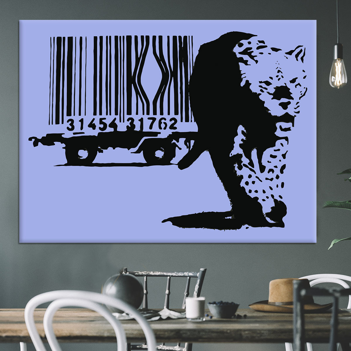 Banksy Barcode Leopard Blue Canvas Print or Poster - Canvas Art Rocks - 3