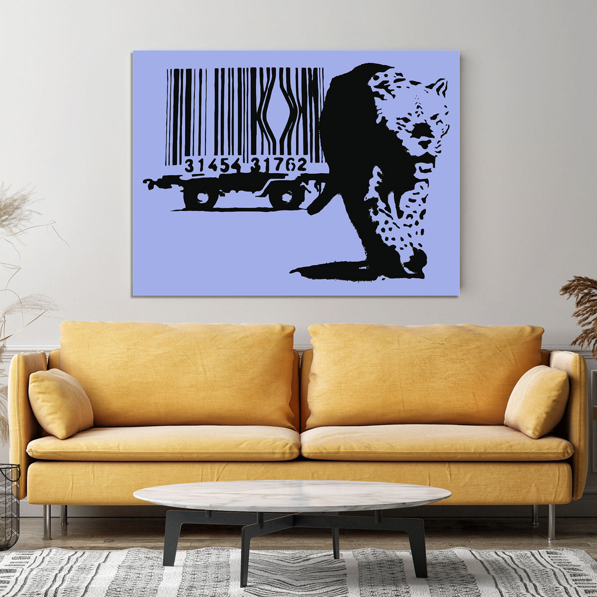 Banksy Barcode Leopard Blue Canvas Print or Poster - Canvas Art Rocks - 4
