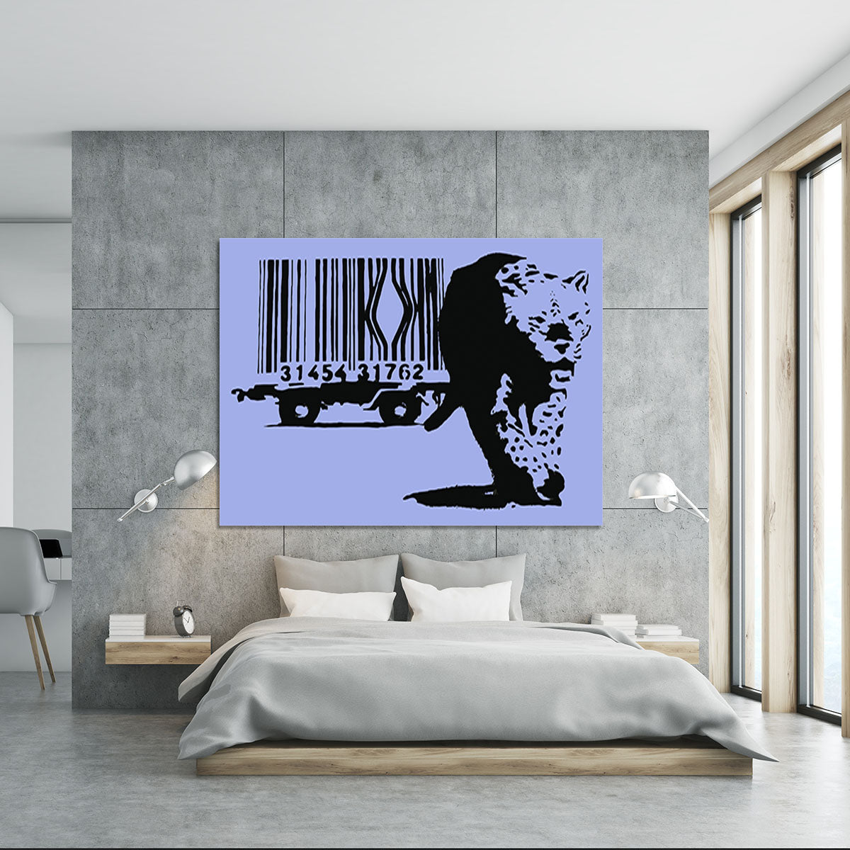 Banksy Barcode Leopard Blue Canvas Print or Poster - Canvas Art Rocks - 5