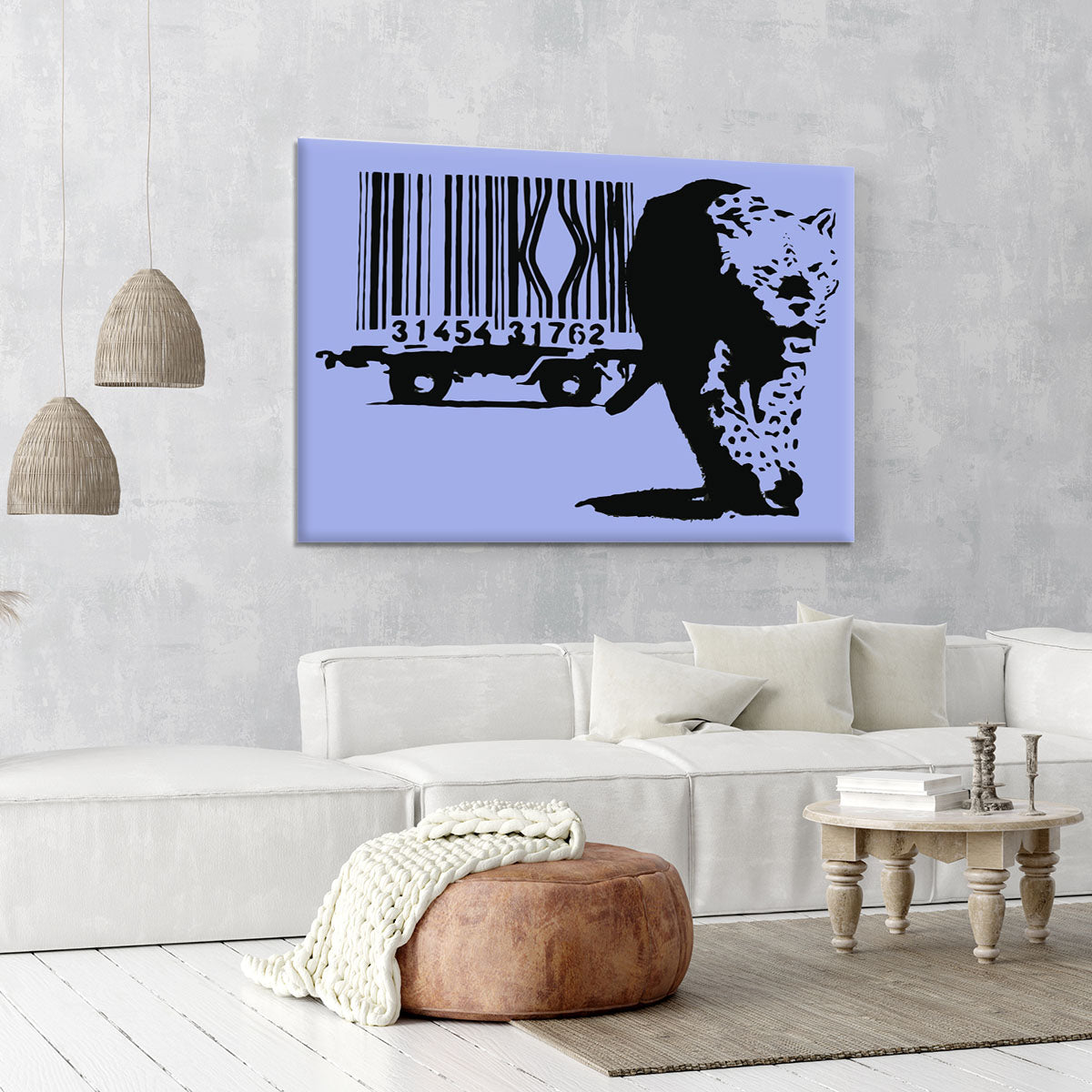 Banksy Barcode Leopard Blue Canvas Print or Poster - Canvas Art Rocks - 6