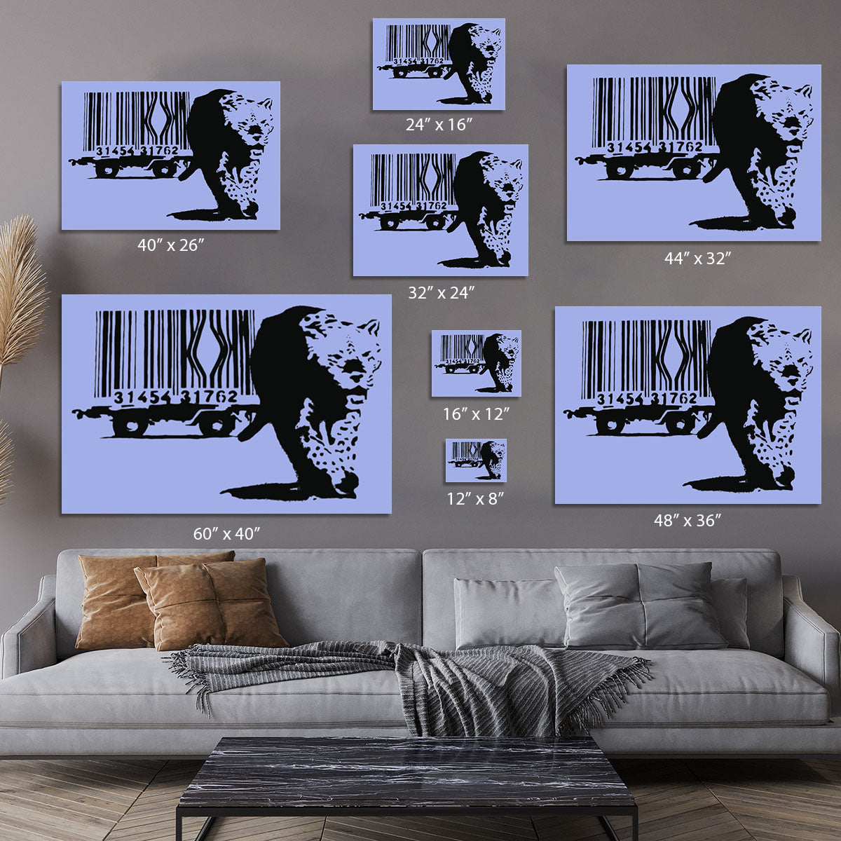 Banksy Barcode Leopard Blue Canvas Print or Poster - Canvas Art Rocks - 7