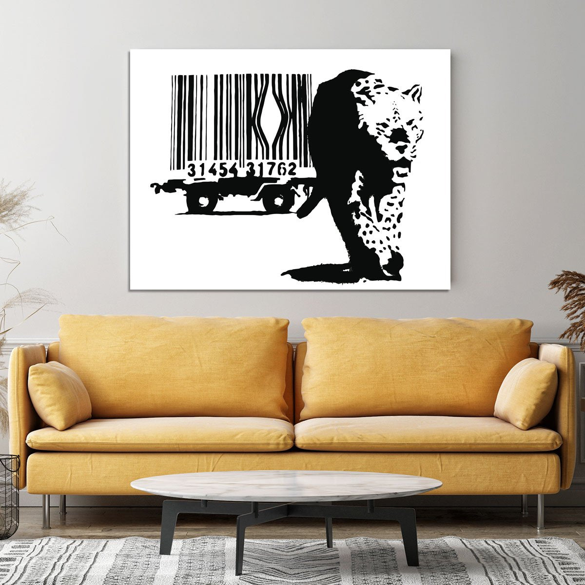Banksy Barcode Leopard Canvas Print or Poster
