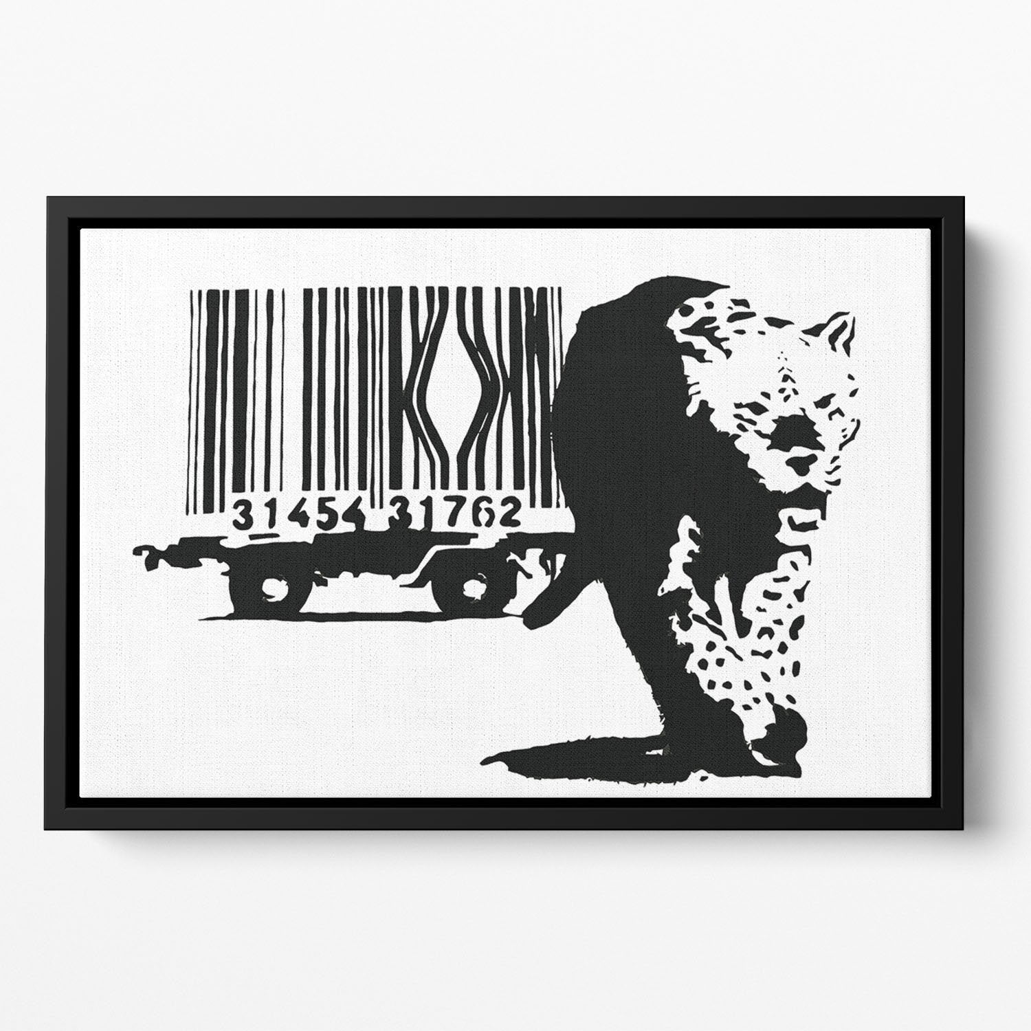 Banksy Barcode Leopard Floating Framed Canvas