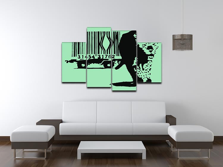 Banksy Barcode Leopard Green 4 Split Panel Canvas - Canvas Art Rocks - 3