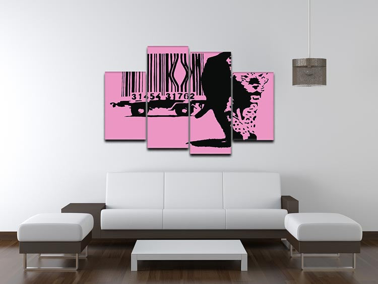Banksy Barcode Leopard Pink 4 Split Panel Canvas - Canvas Art Rocks - 3