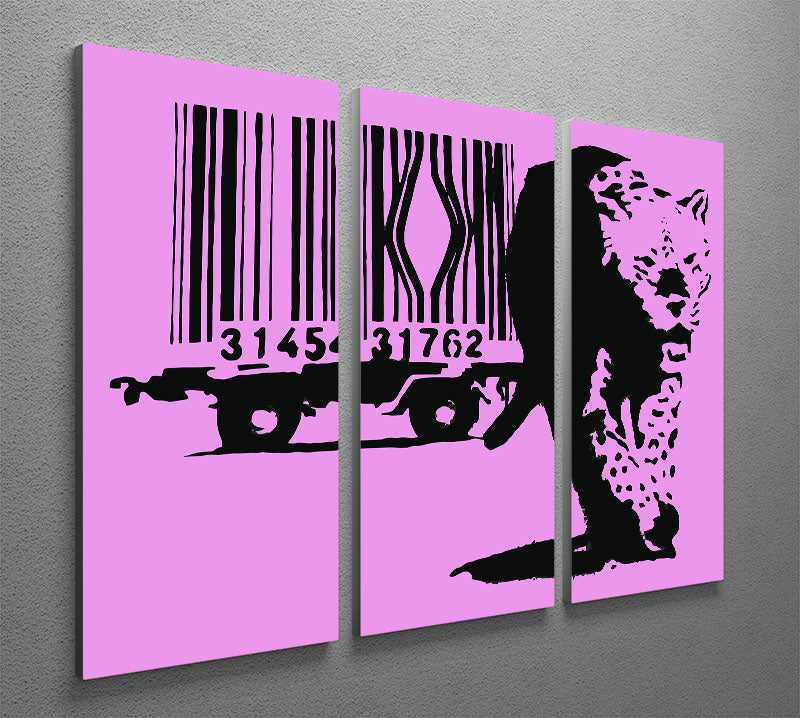 Banksy Barcode Leopard Purple 3 Split Panel Canvas Print - Canvas Art Rocks - 2