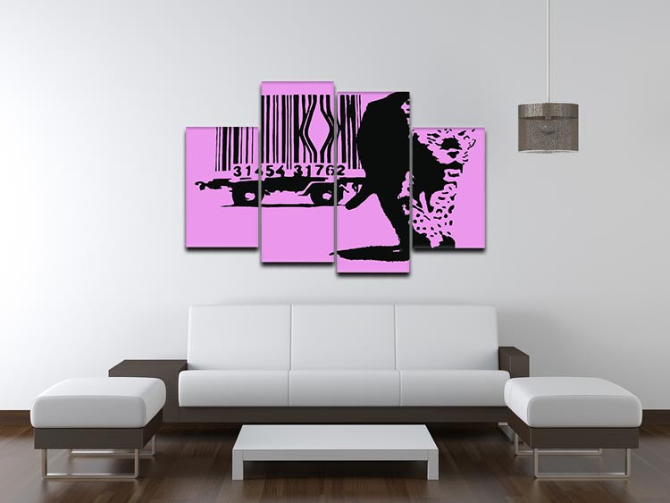 Banksy Barcode Leopard Purple 4 Split Panel Canvas - Canvas Art Rocks - 3