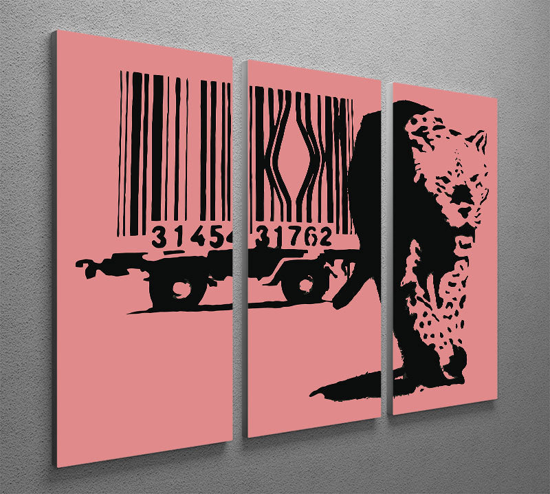 Banksy Barcode Leopard Red 3 Split Panel Canvas Print - Canvas Art Rocks - 2