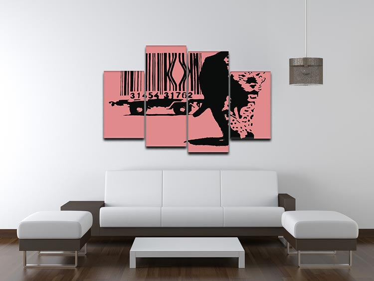 Banksy Barcode Leopard Red 4 Split Panel Canvas - Canvas Art Rocks - 3