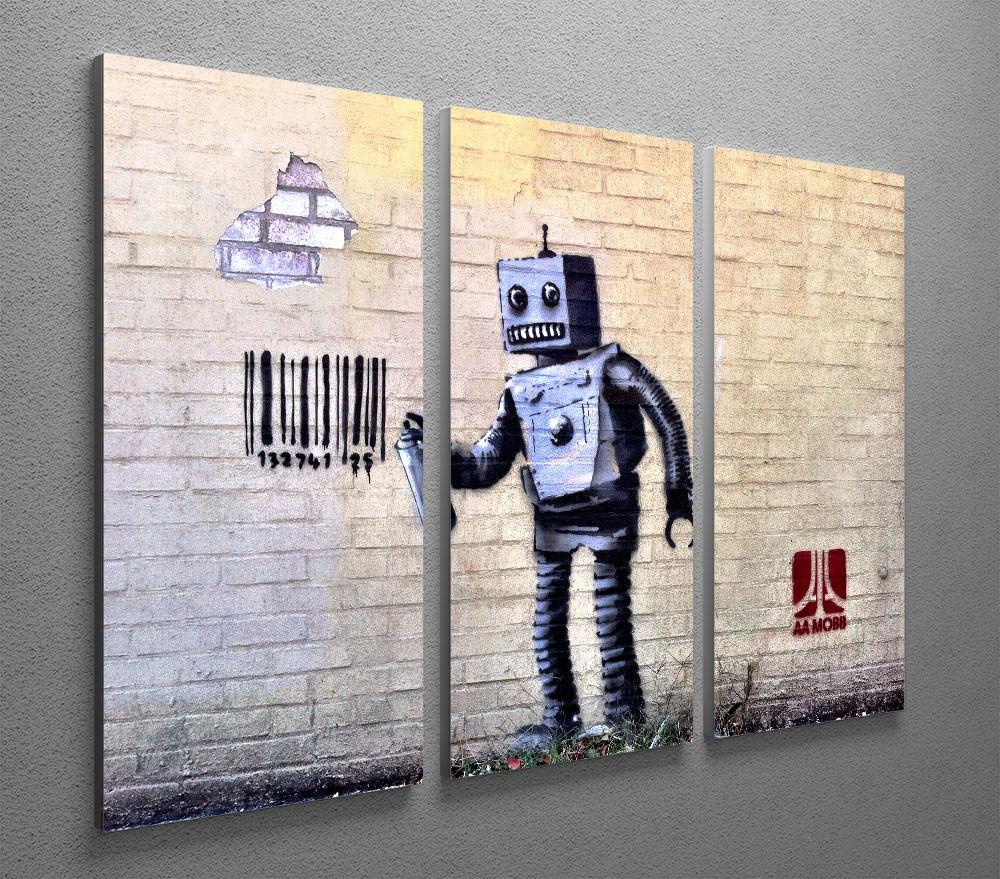 Banksy Barcode Robot 3 Split Panel Canvas Print - Canvas Art Rocks