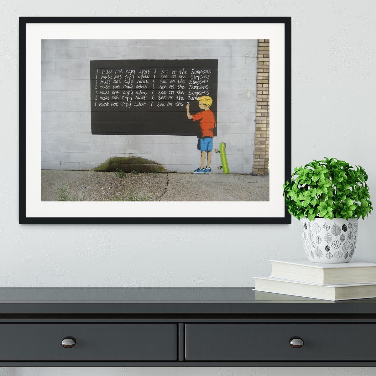 Banksy Bart Simpson Framed Print - Canvas Art Rocks - 1