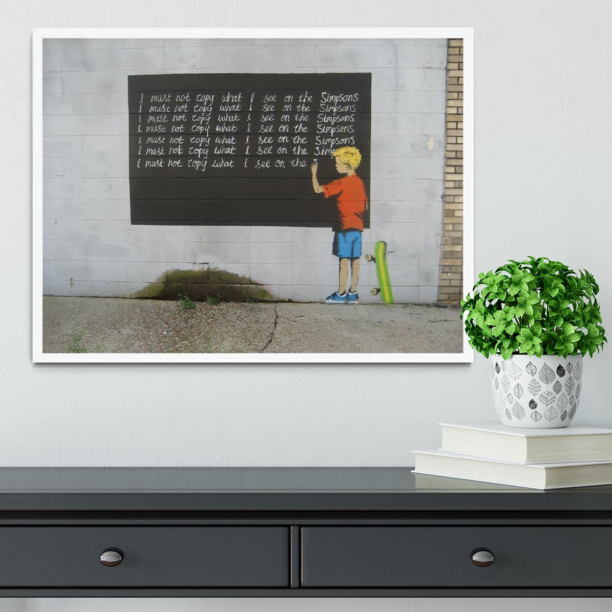 Banksy Bart Simpson Framed Print - Canvas Art Rocks -6