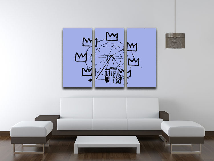 Banksy Basquiat Ferris Wheel Blue 3 Split Panel Canvas Print - Canvas Art Rocks - 3