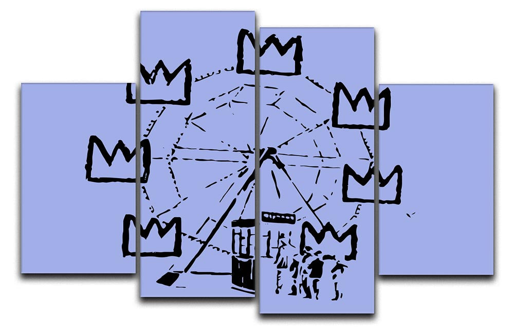 Banksy Basquiat Ferris Wheel Blue 4 Split Panel Canvas - Canvas Art Rocks - 1