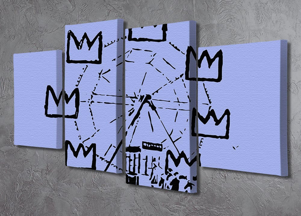 Banksy Basquiat Ferris Wheel Blue 4 Split Panel Canvas - Canvas Art Rocks - 2