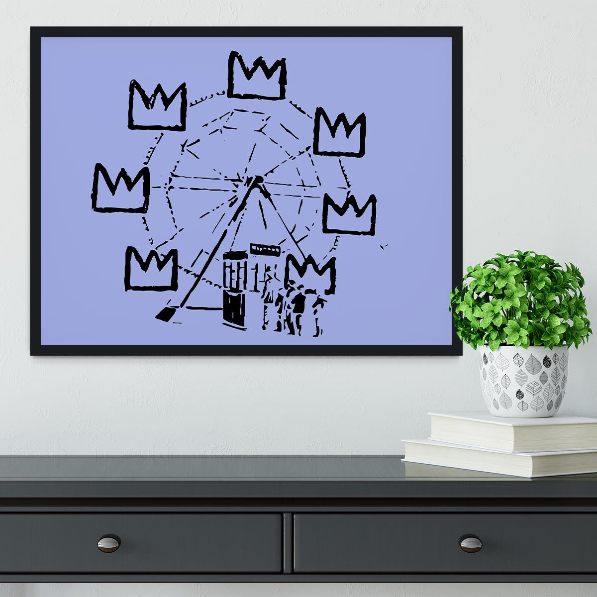 Banksy Basquiat Ferris Wheel Blue Framed Print - Canvas Art Rocks - 2