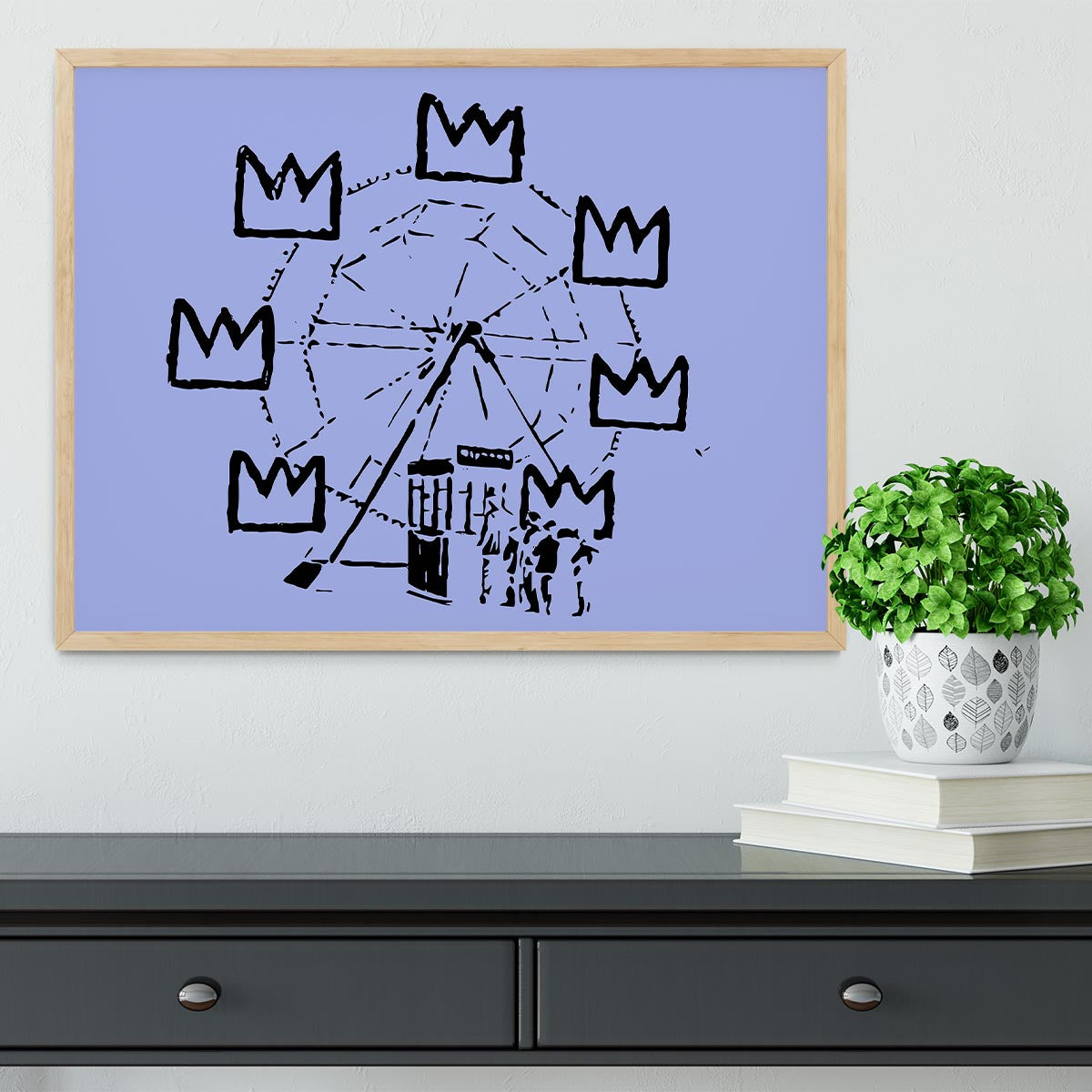 Banksy Basquiat Ferris Wheel Blue Framed Print - Canvas Art Rocks - 4