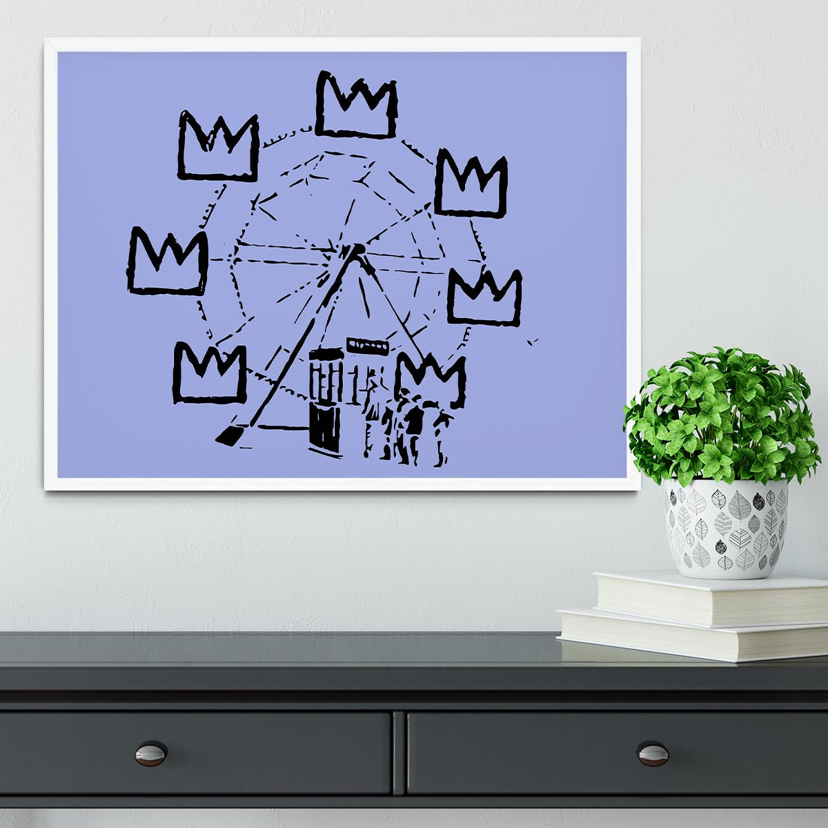 Banksy Basquiat Ferris Wheel Blue Framed Print - Canvas Art Rocks -6