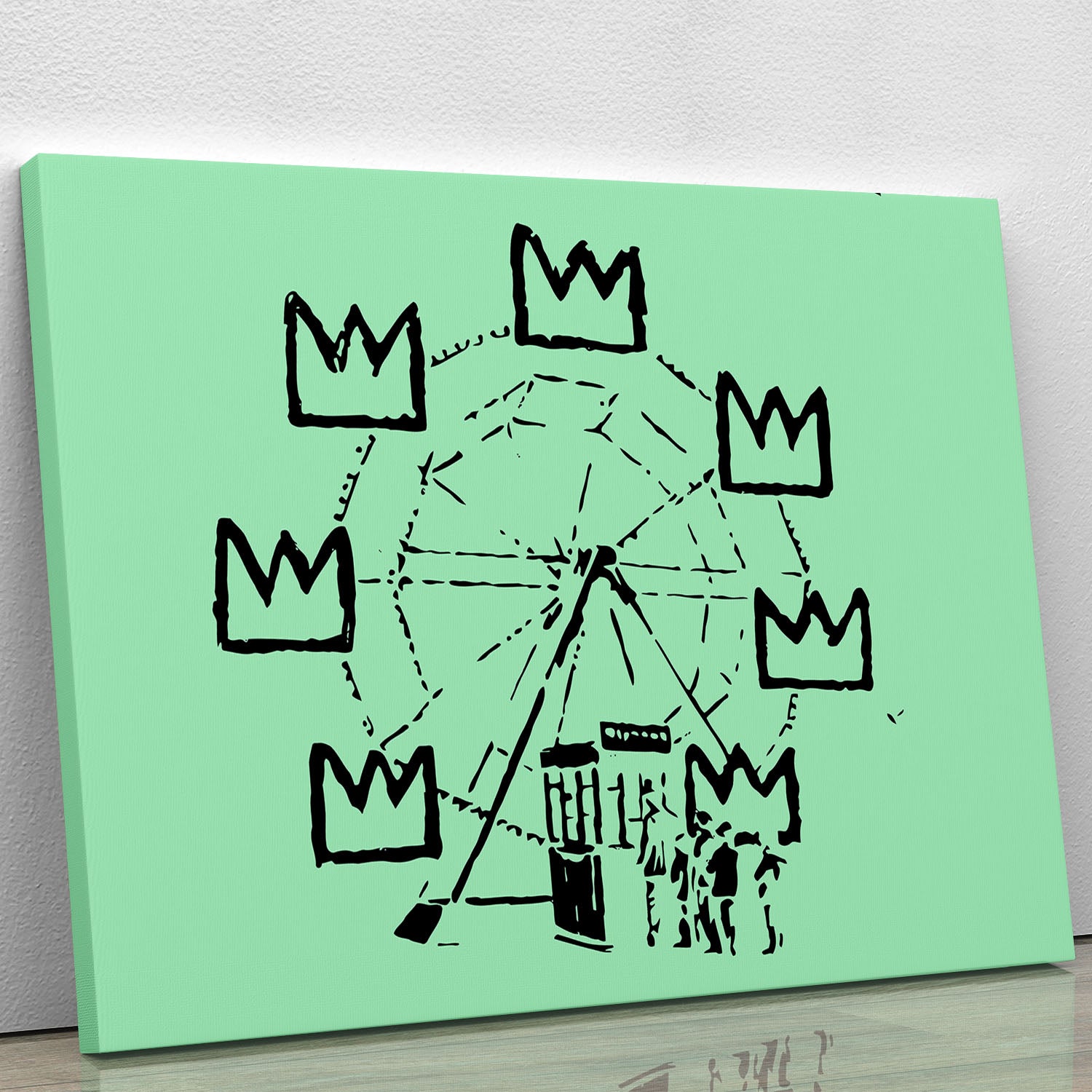 Banksy Basquiat Ferris Wheel Green Canvas Print or Poster Canvas Art