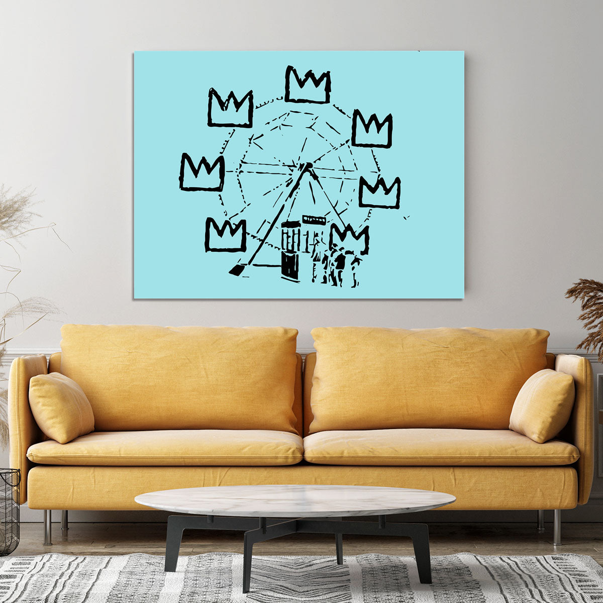 Banksy Basquiat Ferris Wheel Light Blue Canvas Print or Poster - Canvas Art Rocks - 4