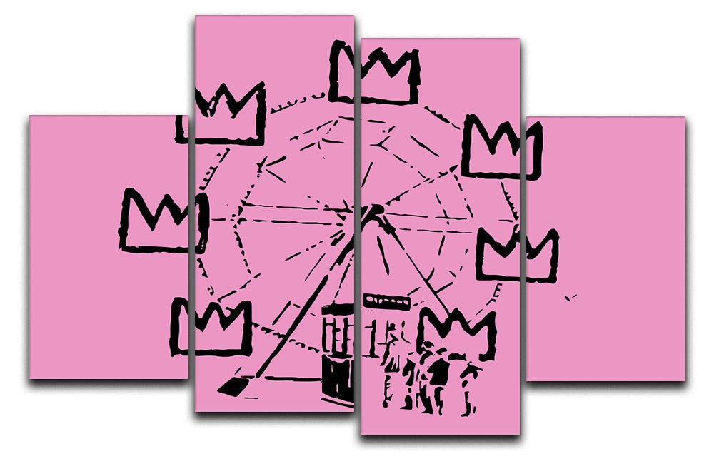 Banksy Basquiat Ferris Wheel Pink 4 Split Panel Canvas - Canvas Art Rocks - 1