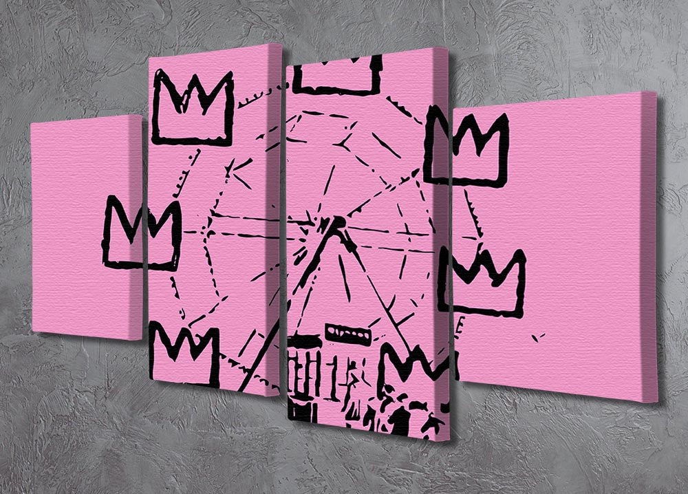 Banksy Basquiat Ferris Wheel Pink 4 Split Panel Canvas - Canvas Art Rocks - 2