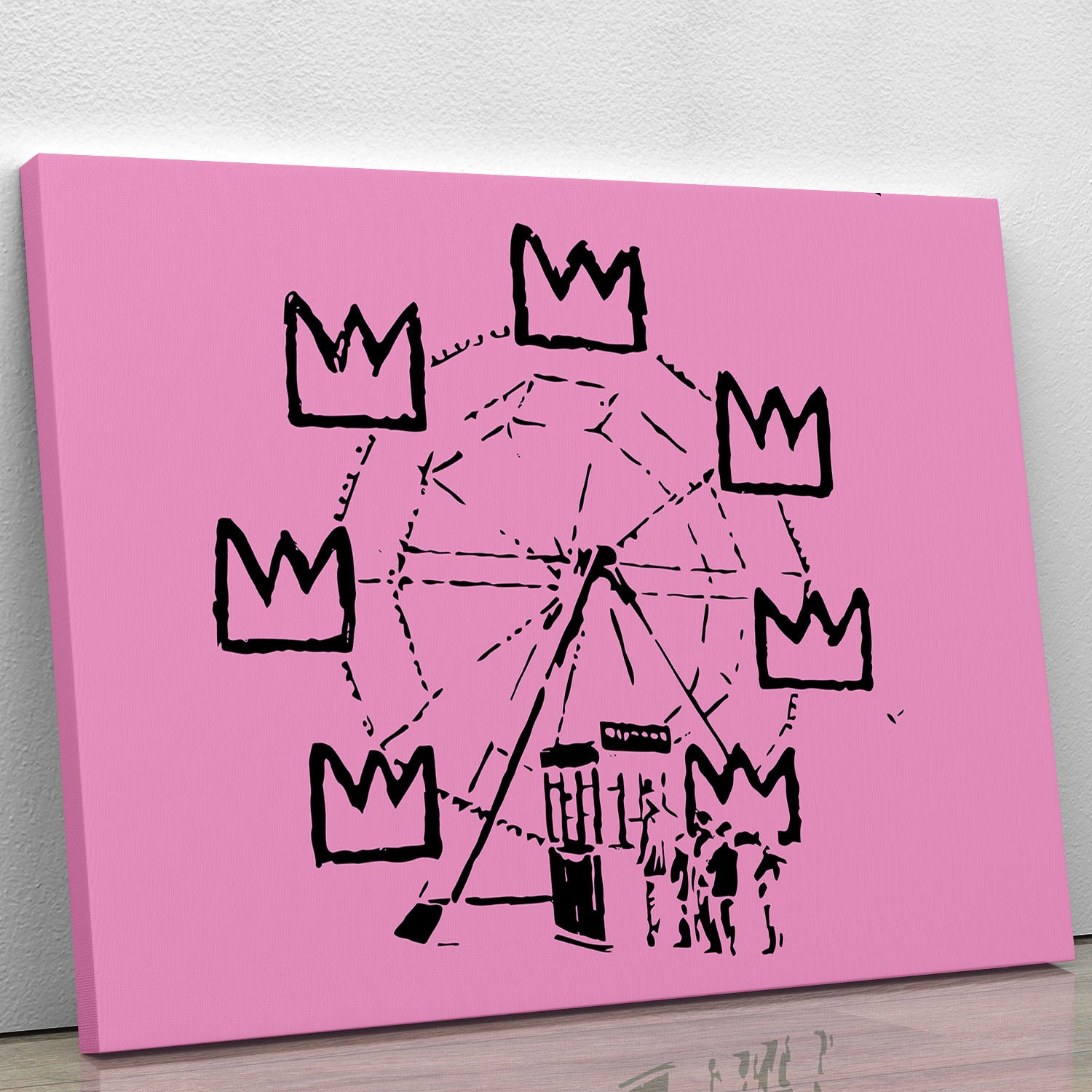 Banksy Basquiat Ferris Wheel Pink Canvas Print or Poster - Canvas Art Rocks - 1