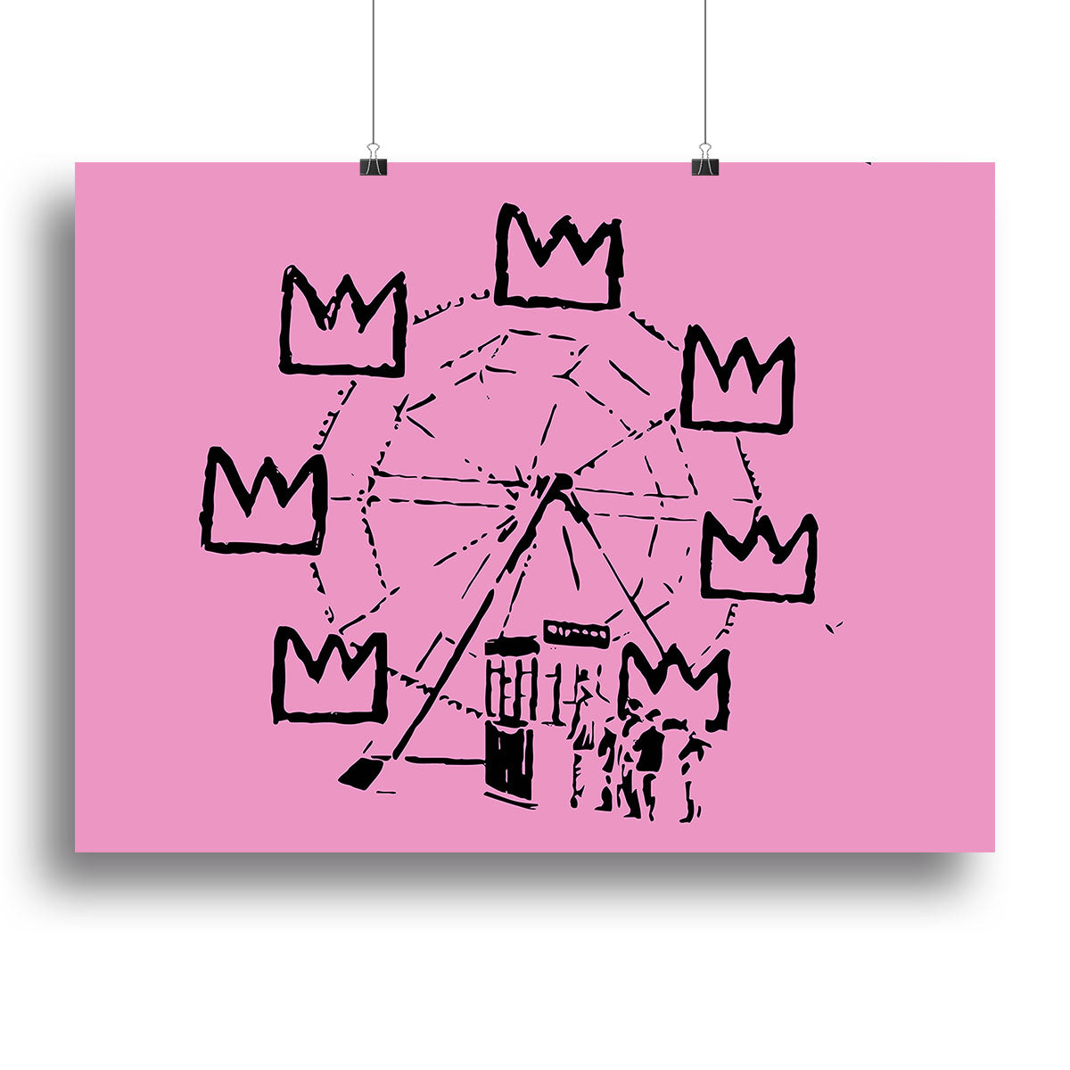 Banksy Basquiat Ferris Wheel Pink Canvas Print or Poster - Canvas Art Rocks - 2