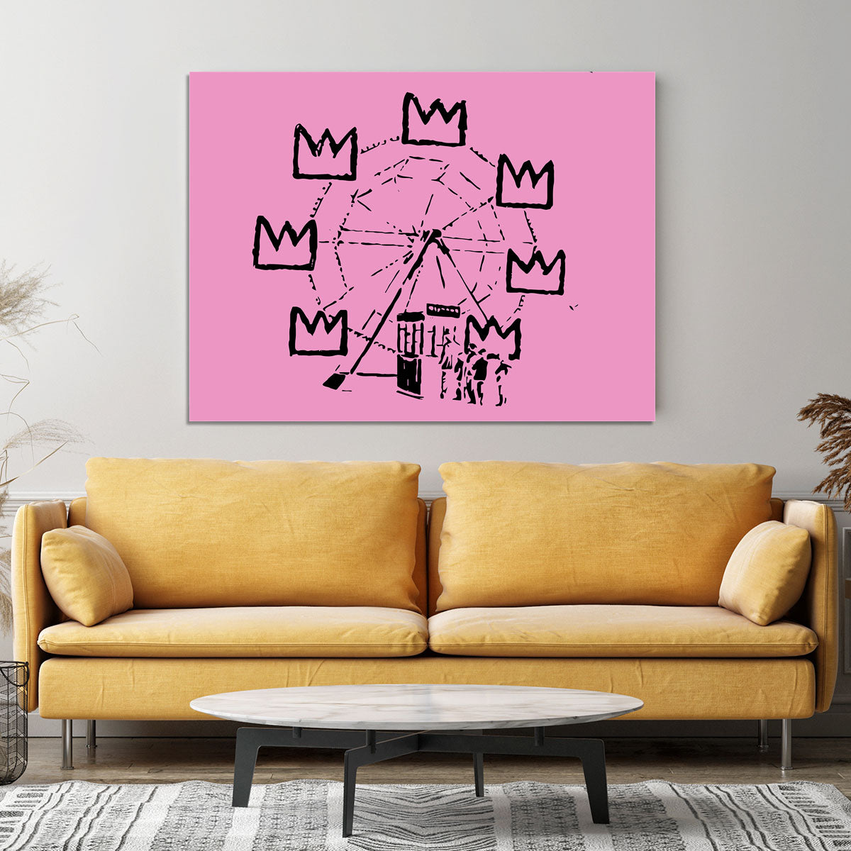 Banksy Basquiat Ferris Wheel Pink Canvas Print or Poster - Canvas Art Rocks - 4