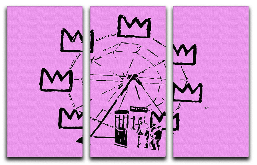Banksy Basquiat Ferris Wheel Purple 3 Split Panel Canvas Print - Canvas Art Rocks - 1