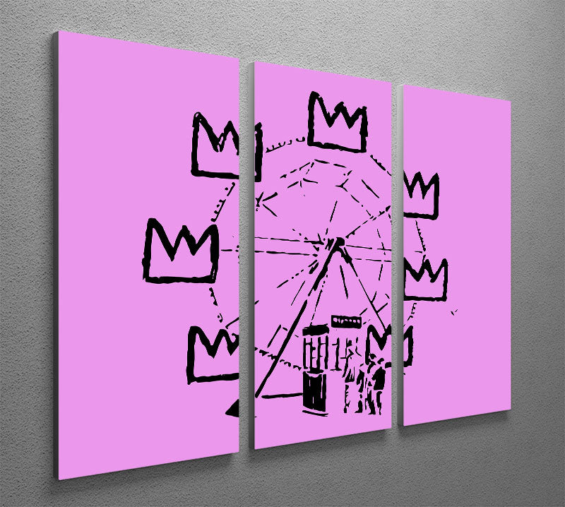 Banksy Basquiat Ferris Wheel Purple 3 Split Panel Canvas Print - Canvas Art Rocks - 2