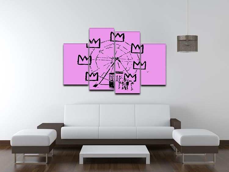 Banksy Basquiat Ferris Wheel Purple 4 Split Panel Canvas - Canvas Art Rocks - 3
