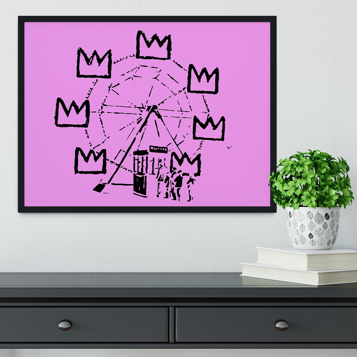 Banksy Basquiat Ferris Wheel Purple Framed Print - Canvas Art Rocks - 2