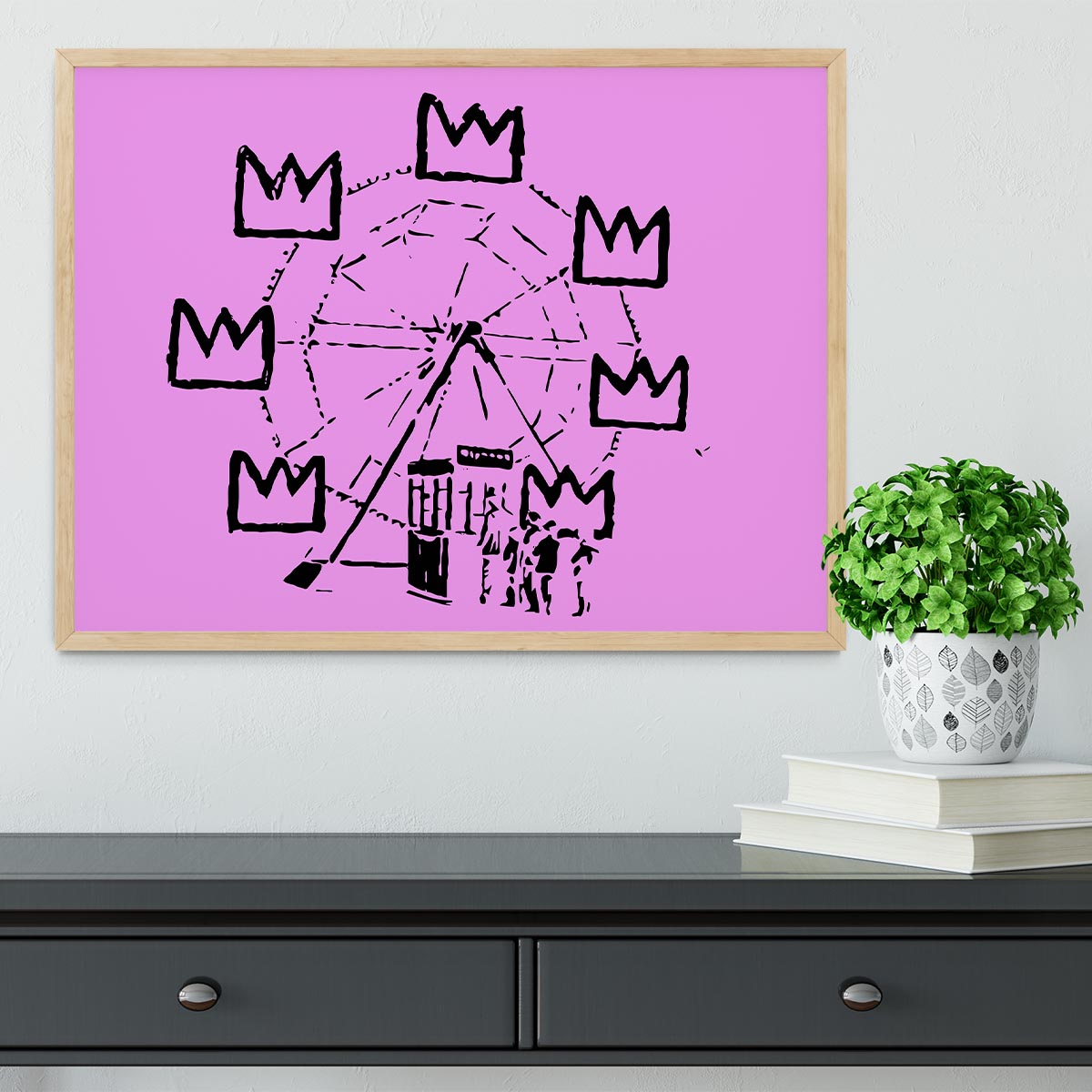 Banksy Basquiat Ferris Wheel Purple Framed Print - Canvas Art Rocks - 4