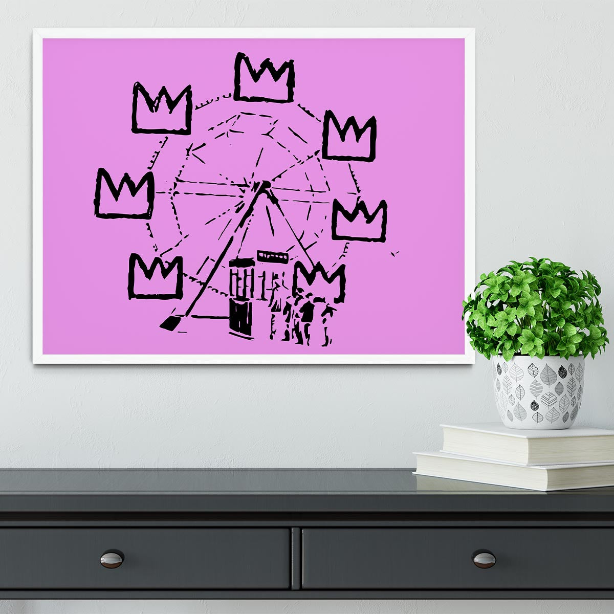 Banksy Basquiat Ferris Wheel Purple Framed Print - Canvas Art Rocks -6