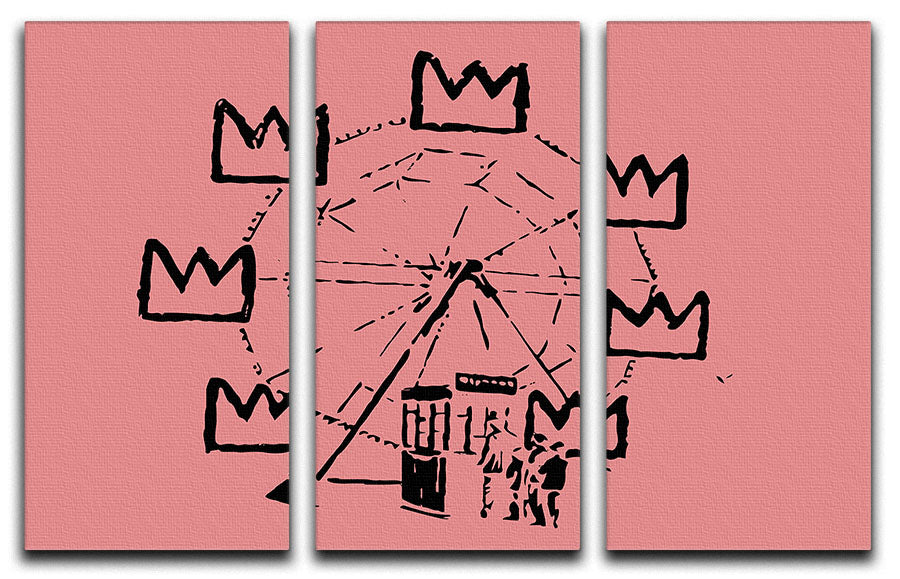 Banksy Basquiat Ferris Wheel Red 3 Split Panel Canvas Print - Canvas Art Rocks - 1