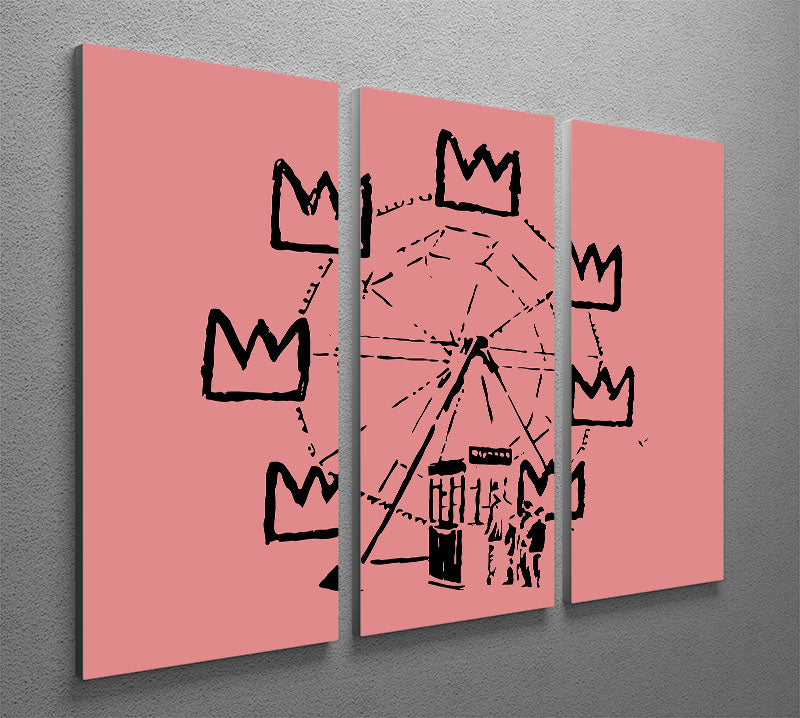 Banksy Basquiat Ferris Wheel Red 3 Split Panel Canvas Print - Canvas Art Rocks - 2