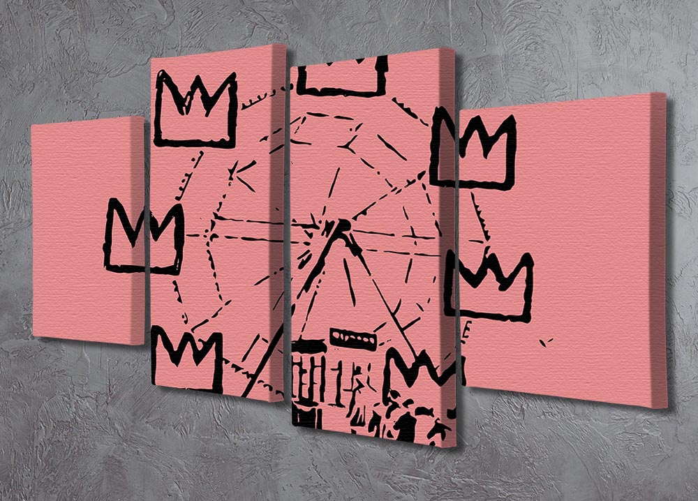 Banksy Basquiat Ferris Wheel Red 4 Split Panel Canvas - Canvas Art Rocks - 2