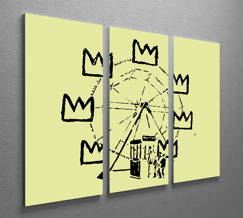 Banksy Basquiat Ferris Wheel Yellow 3 Split Panel Canvas Print - Canvas Art Rocks - 2