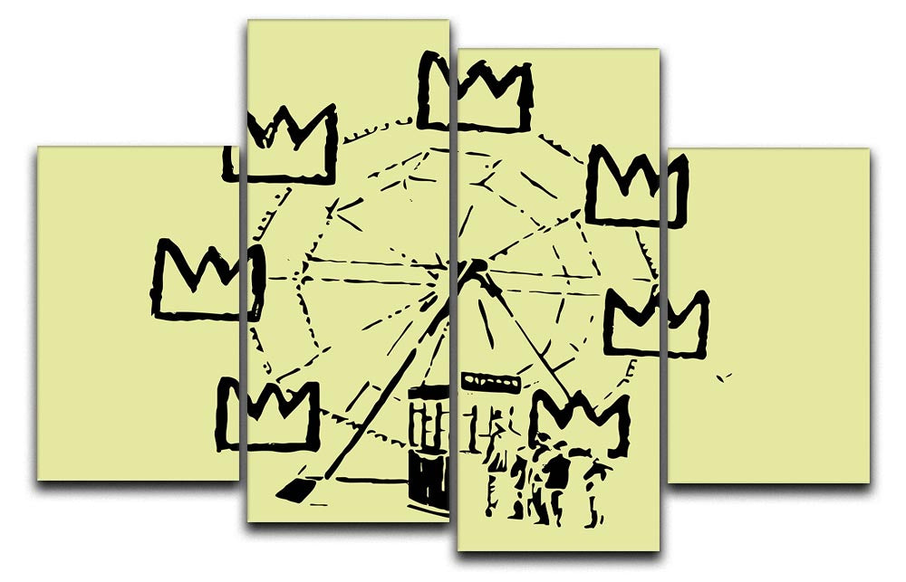 Banksy Basquiat Ferris Wheel Yellow 4 Split Panel Canvas - Canvas Art Rocks - 1
