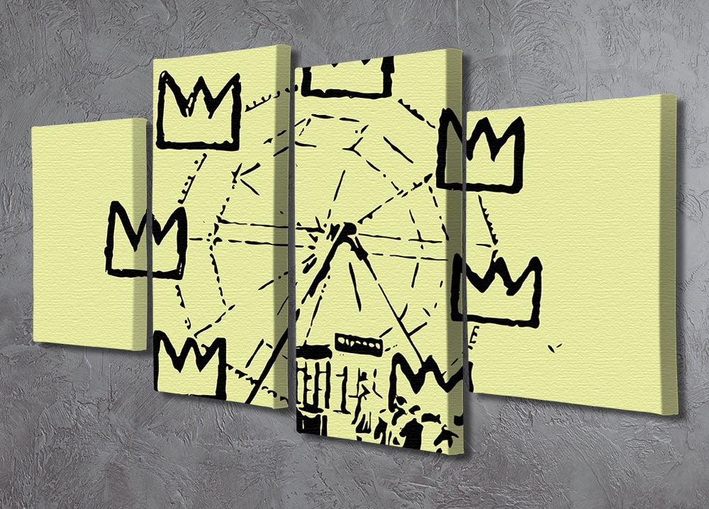 Banksy Basquiat Ferris Wheel Yellow 4 Split Panel Canvas - Canvas Art Rocks - 2