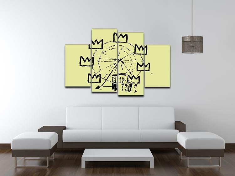 Banksy Basquiat Ferris Wheel Yellow 4 Split Panel Canvas - Canvas Art Rocks - 3
