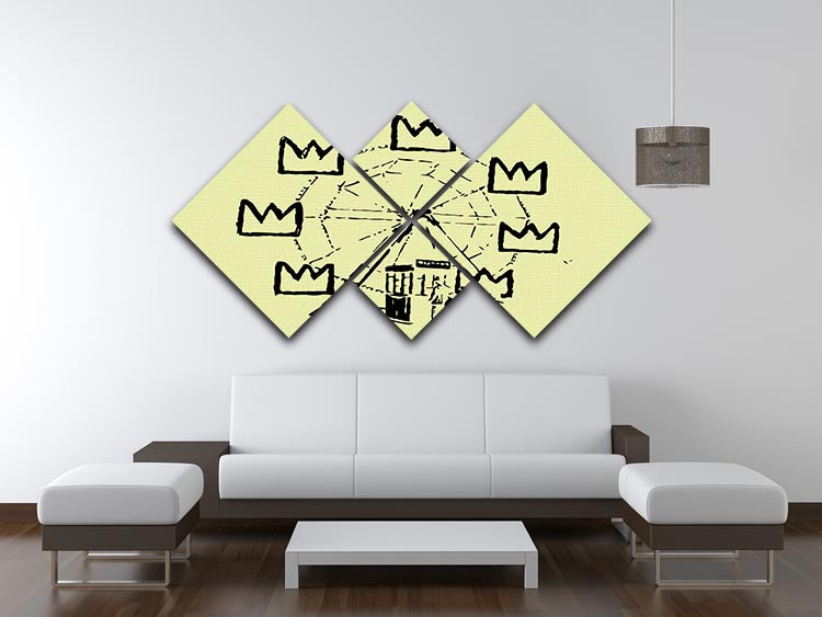Banksy Basquiat Ferris Wheel Yellow 4 Square Multi Panel Canvas - Canvas Art Rocks - 3