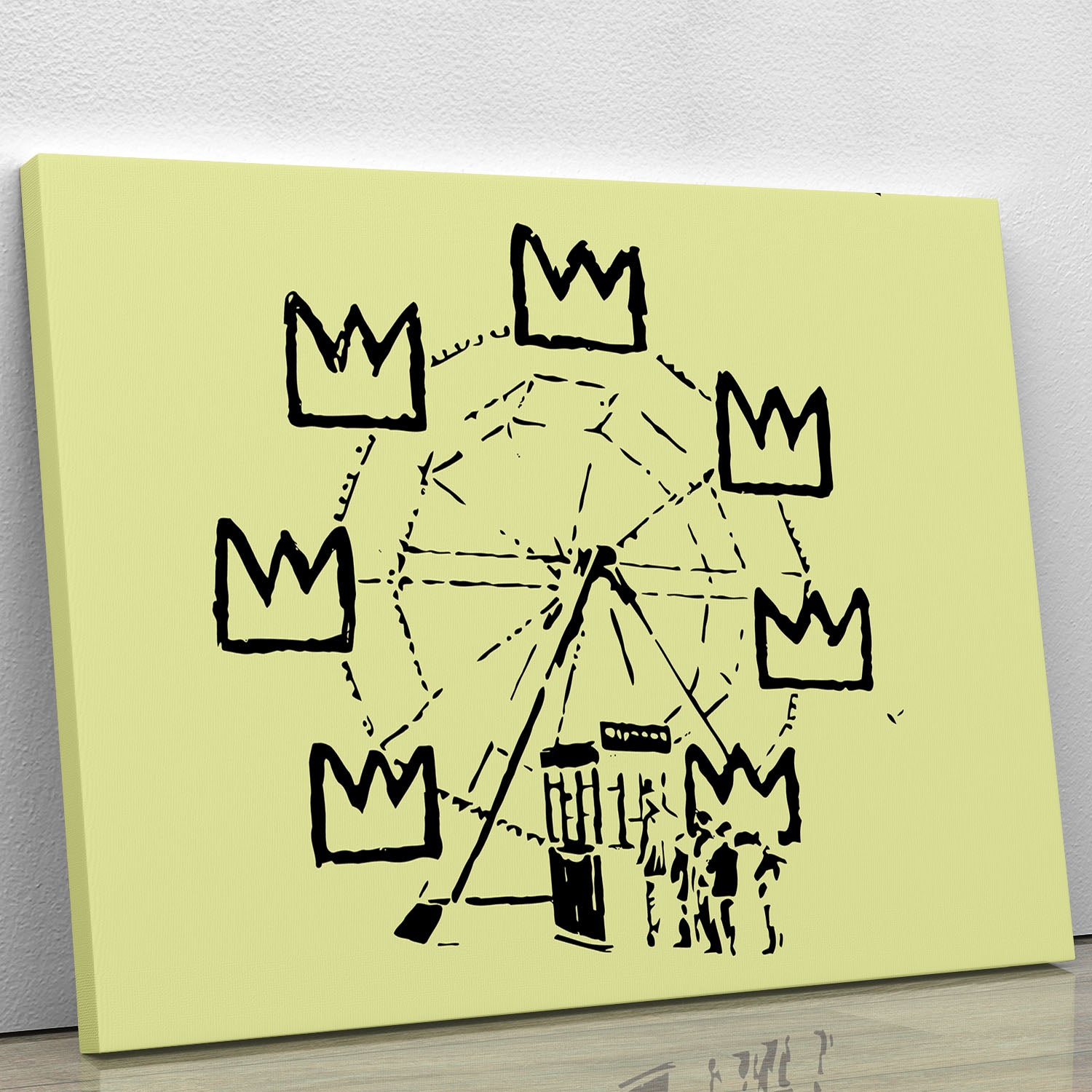 Banksy Basquiat Ferris Wheel Yellow Canvas Print or Poster - Canvas Art Rocks - 1