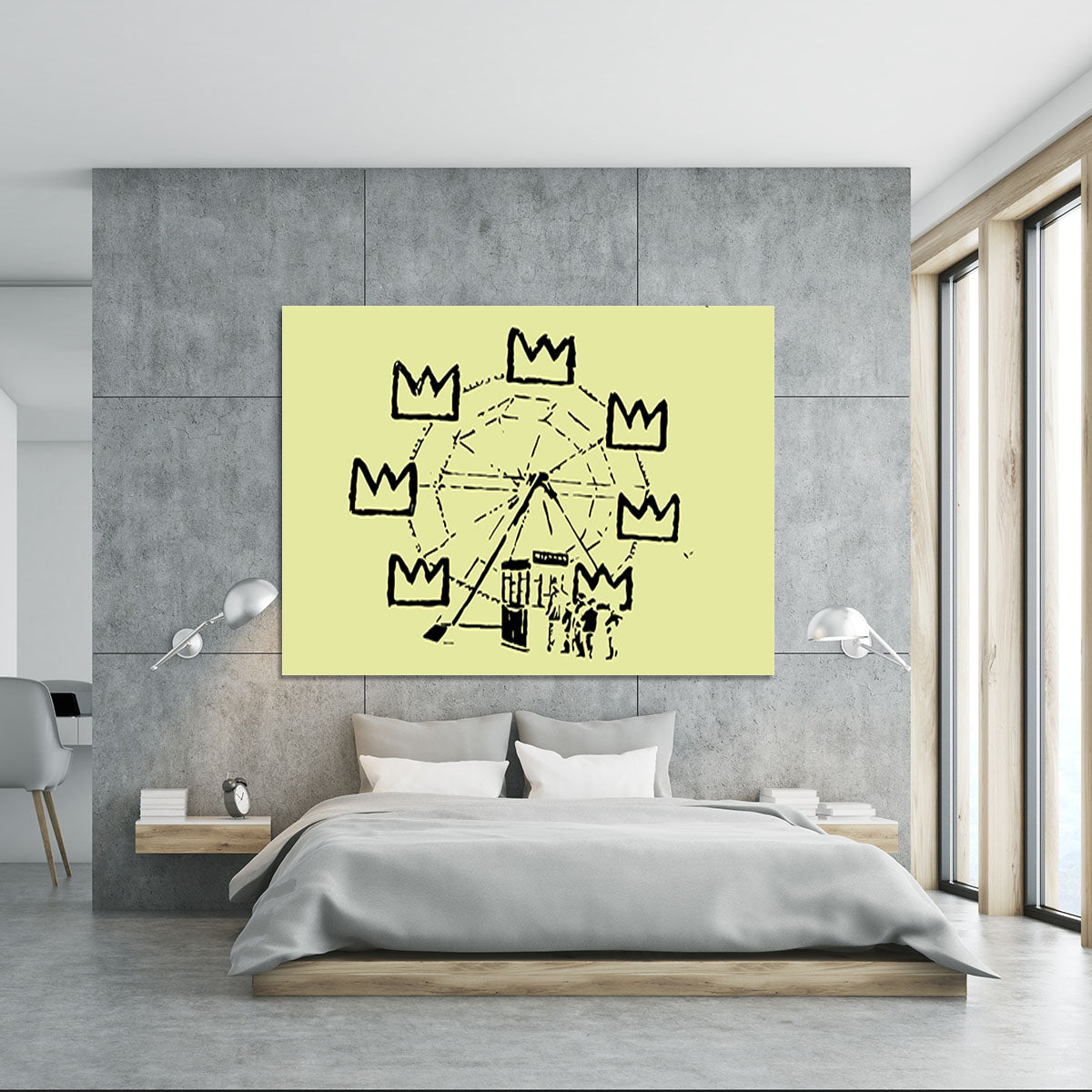 Banksy Basquiat Ferris Wheel Yellow Canvas Print or Poster - Canvas Art Rocks - 5